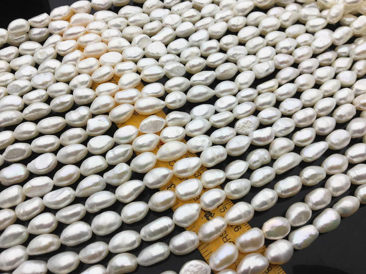 AA 9-10mm white long nugget freshwater pearls,LM9-2A-3