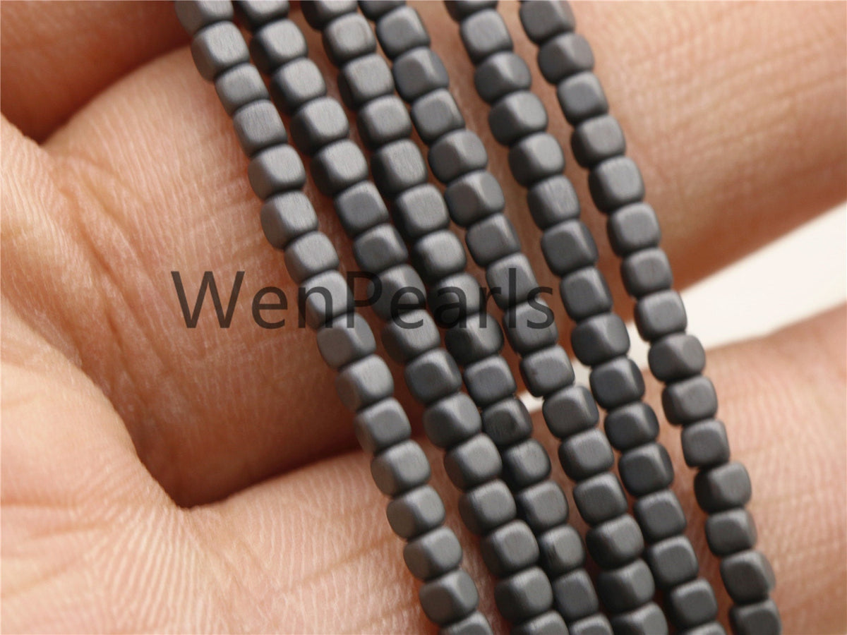 Hematite,2mmx2mm Scrub cube square Beads,AAA, 15.5 inches,G50-CU22-002