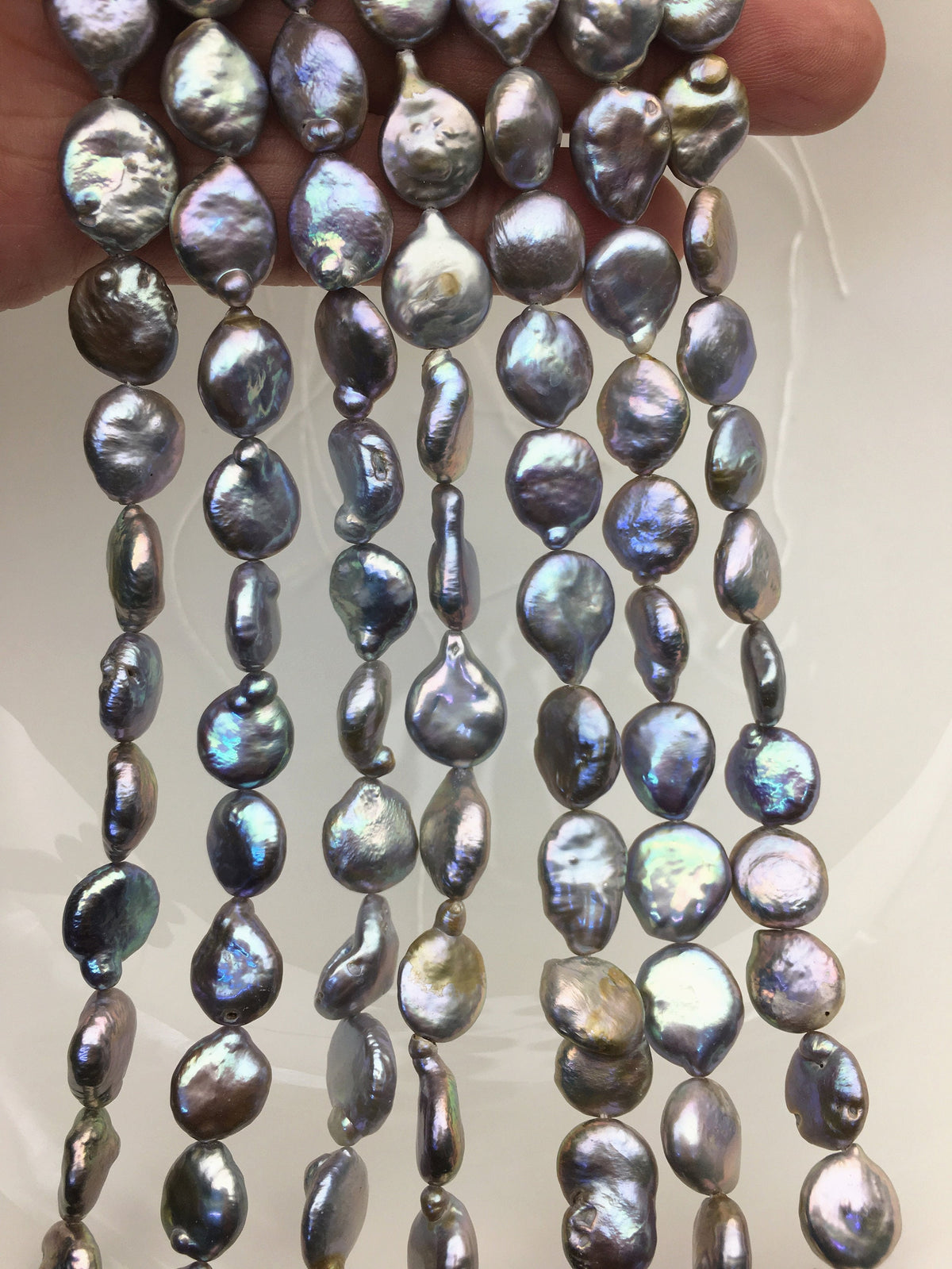 AA 10-11mm gray ranbow color drop coin freshwater pearls,flat pearl beads,COIN10-T3
