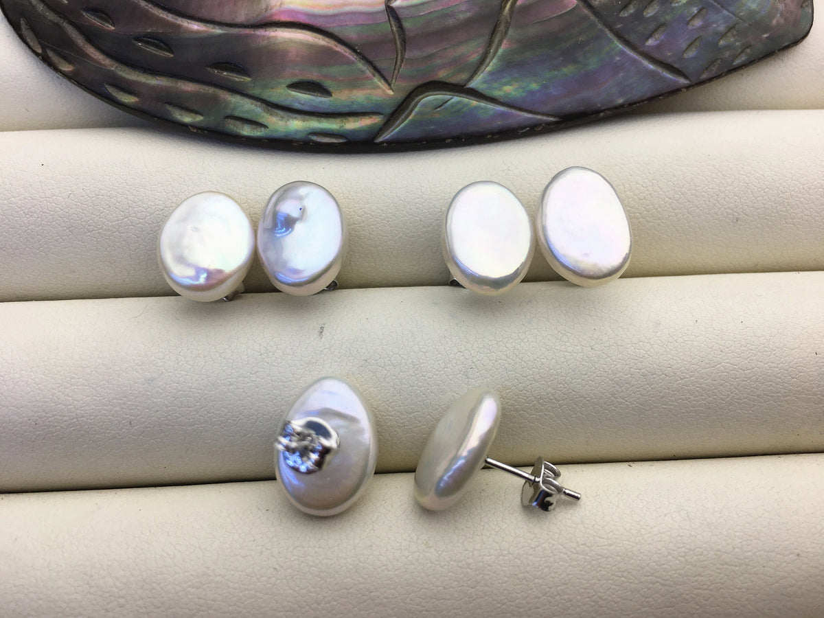 1 pair AAA 10-11mm White Ellipse Fresh Water pearl stud earrings,S925 Sterling Silver,dangle pearl earrings,SE3-T71