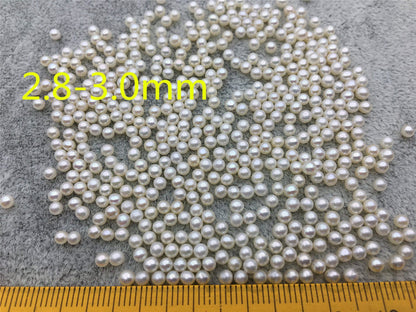 10pcs AAA 2.8-3.0mm white near round seed freshwater pearls, half hole, through hole, Half Drilled Pair For Earrings or Rings, RP2-3A-2-2