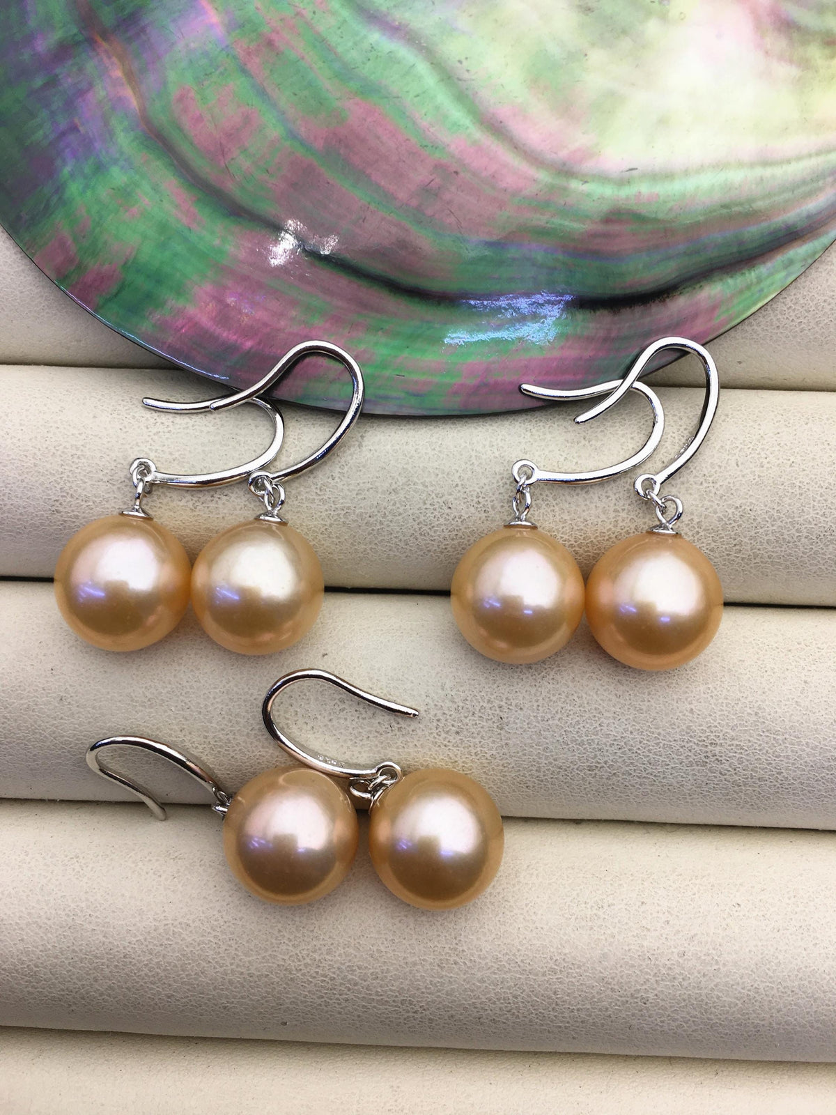 AAA 10-11mm natural orange round edison pearl dangle earrings,SE3-T9-69