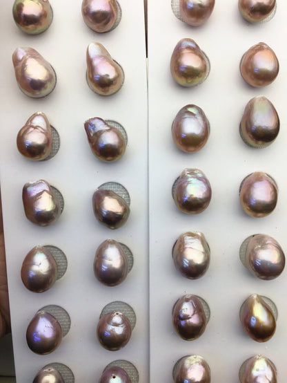1 pair AAA 11-12mm Purple Rainbow baroque drop edison freshwater pearl Pair,ED11-3A-2-1