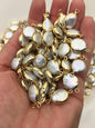 5pcs AA+ 12-13mm White Coin Pearl Double Bail Connector Charm Pendant with Gold Electroplated Edge for make bracelet necklace, EDG-037
