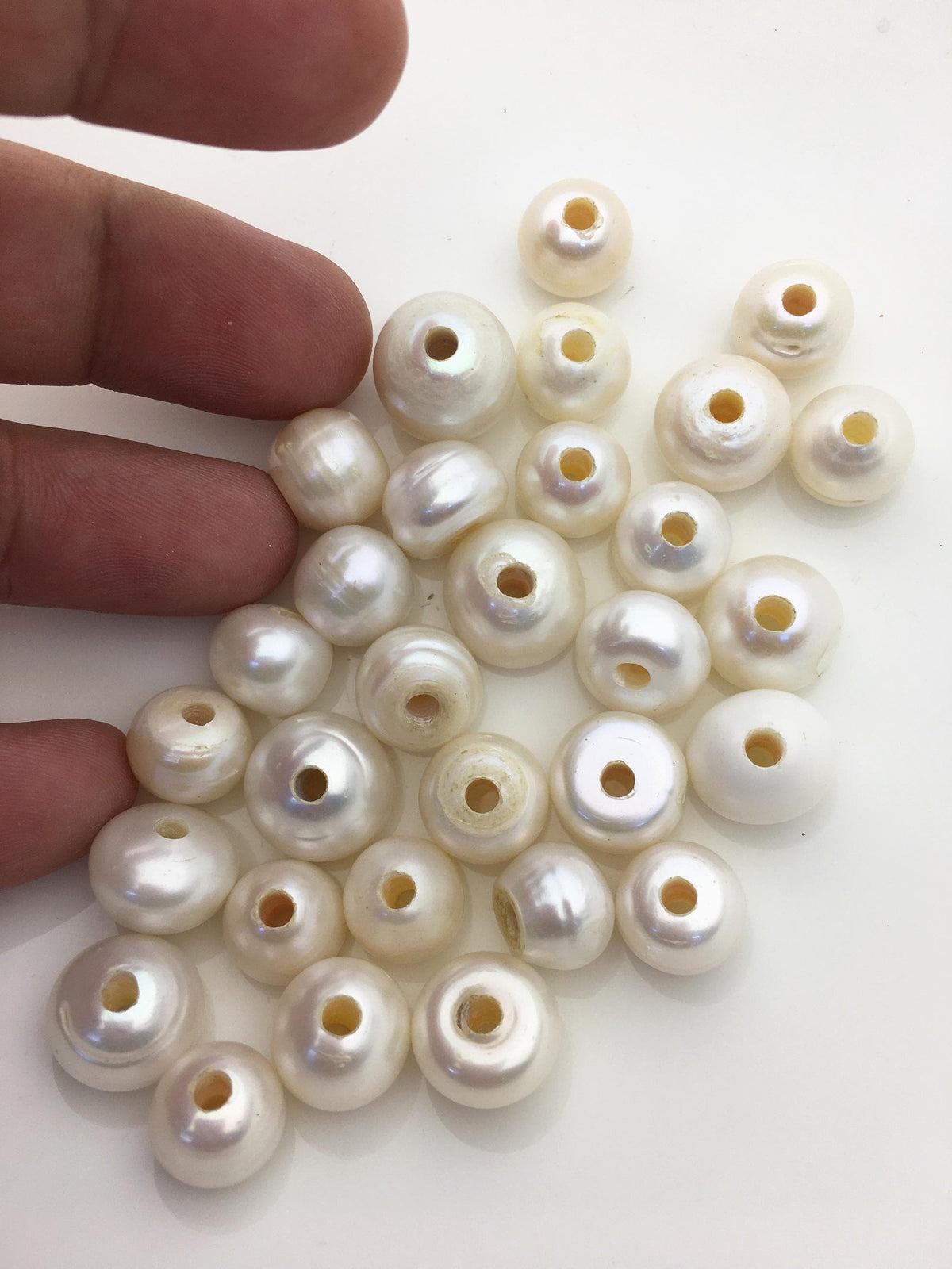 20pcs AA+ 11.5-14mm Big white button freshwater pearls, 3mm large hole, Rondelle pearl Beads, loose freshwater pearl, DIY material, SM13-T3