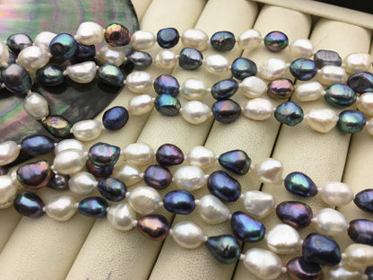 64 inches 7mm white black nugget pearl Necklace,Wedding Necklace,Mothers Day,Happiness,wholesale,NPN1-025