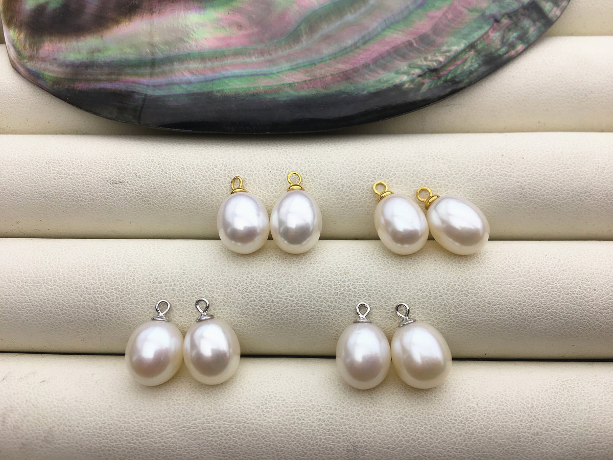 AAA 9mm White/Gray rice pearl dangle earrings,S925 Sterling Silver pearl earrings,pearl for women,SE3-165