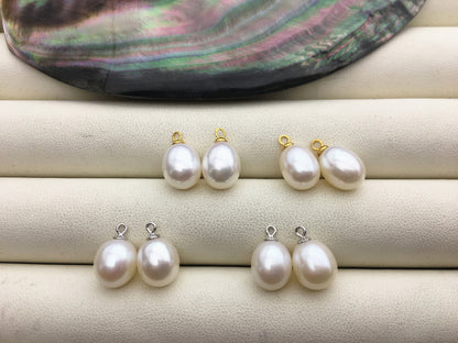 AAA 9mm White/Gray rice pearl dangle earrings,S925 Sterling Silver pearl earrings,pearl for women,SE3-165
