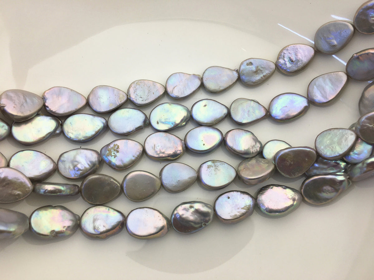 AA 13-14mm Gray Drop Coin freshwater pearls,diy bead,flat round pearl bead,ZS-T49