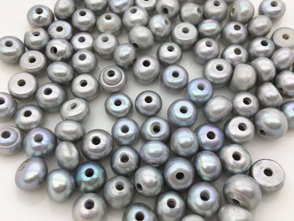 30pcs AA+ 10-11mm gray button Round freshwater pearls, 2.2mm large hole, Rondelle pearl Beads, loose freshwater pearl, SM10-2A-22