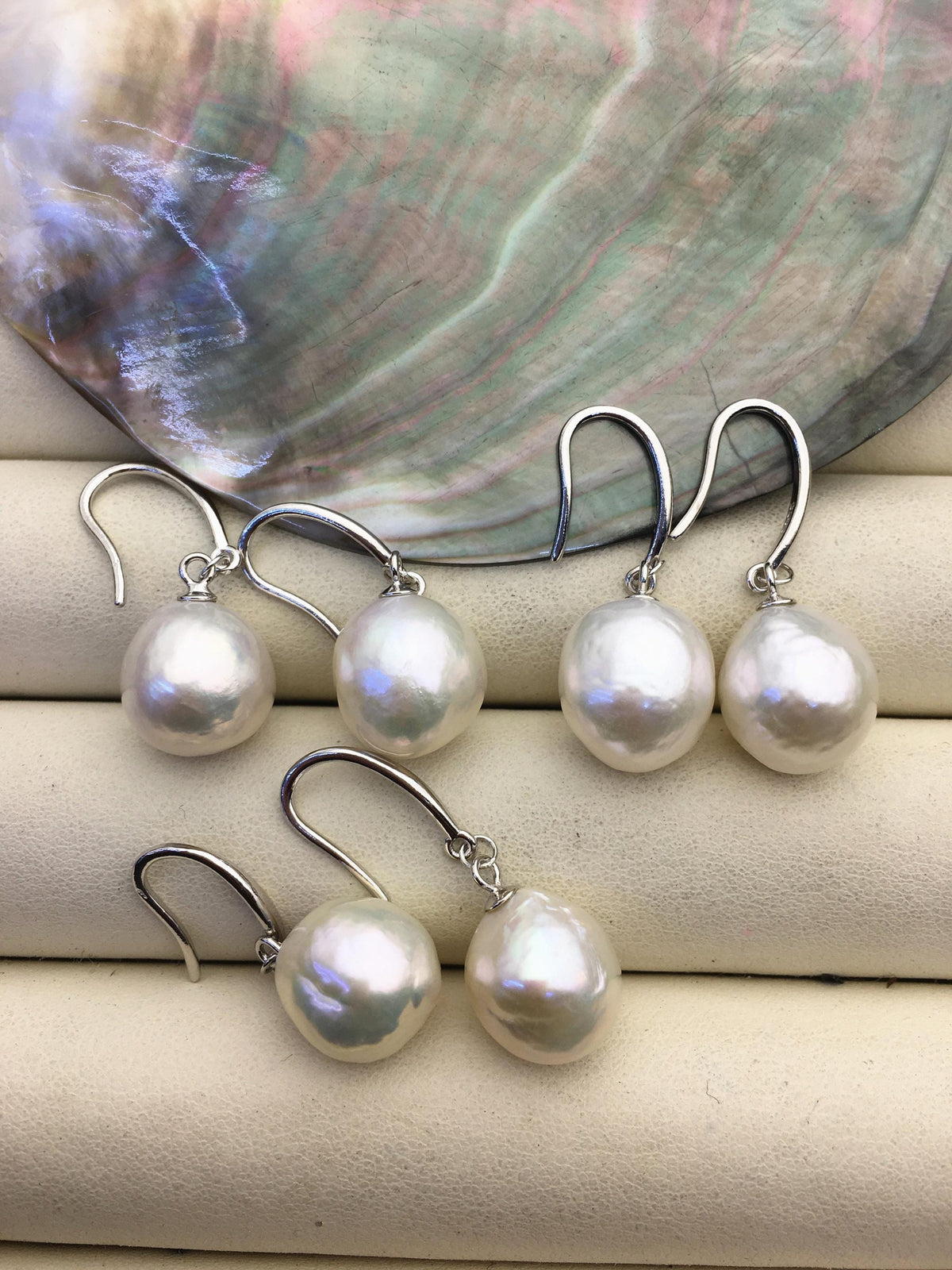 1 pair AAA 10-11mm white drop edison pearl dangle earrings, S925 Sterling Silver earrings, wedding pearl earrings, SE3-T9-12