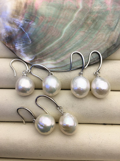 1 pair AAA 10-11mm white drop edison pearl dangle earrings, S925 Sterling Silver earrings, wedding pearl earrings, SE3-T9-12