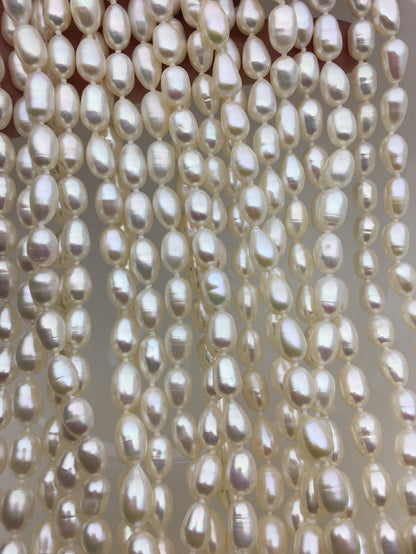 High Luster!32inches AA+ 7mm white rice oval pearl Necklace, Wedding Necklace, wholesale, NPN1-T32