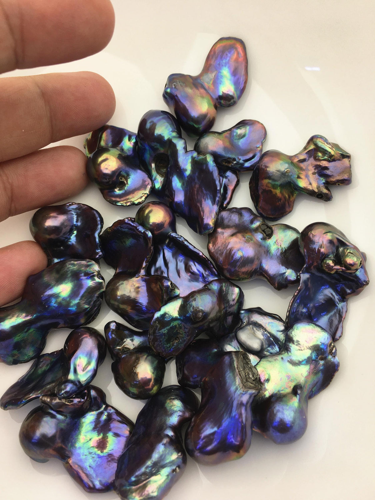 19pcs A 17-22mm big blue black flame ball pearl,no hole,FL15-T4-23
