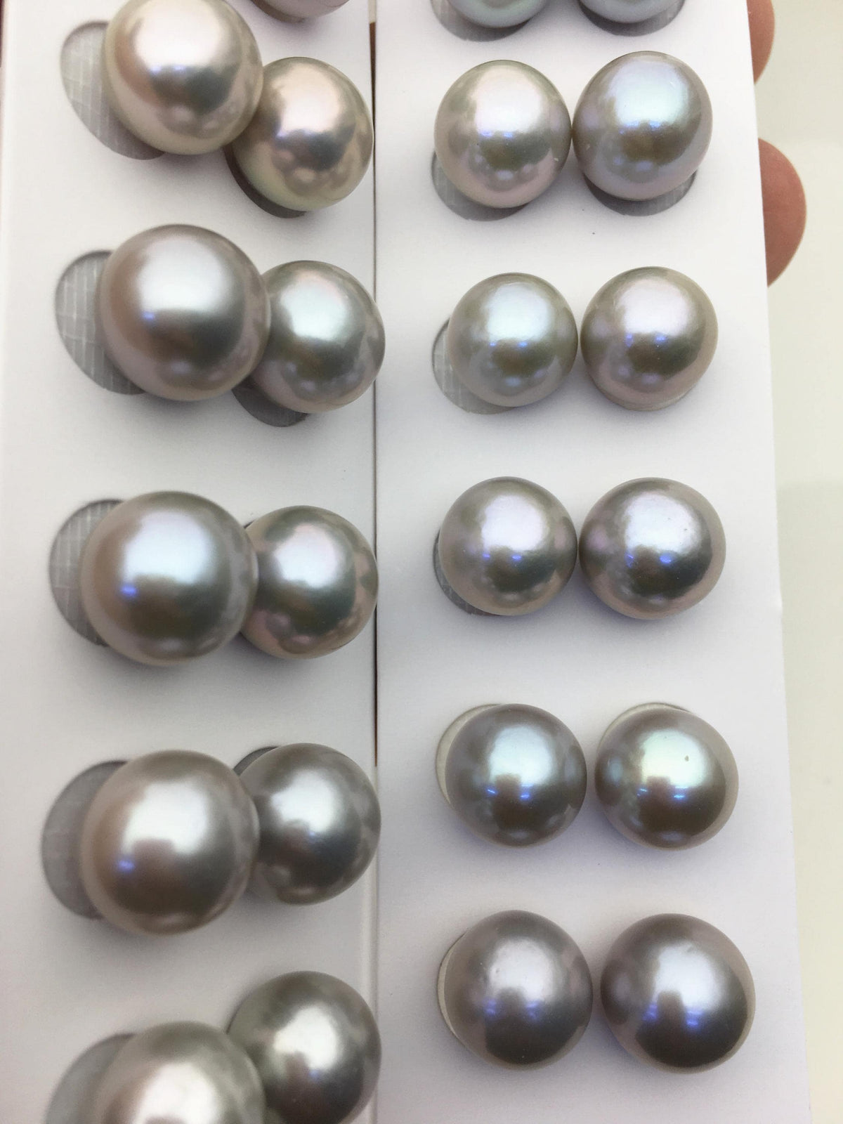 2 pairs AAA 11-12mm gray round freshwater pearl pair,half hole,RP11-3A-7
