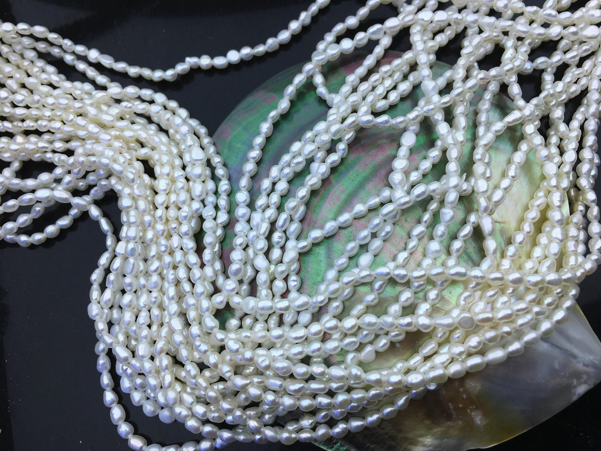 AAA 3-3.3mm Tiny white nugget freshwater pearls,irregular nugget freshwater pearl strand,LM3-3A-5
