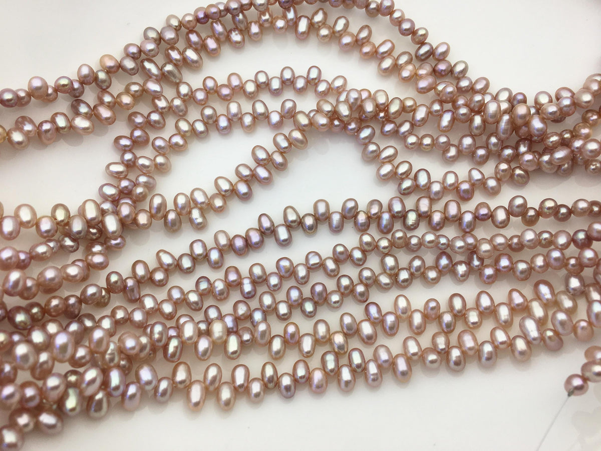 AAA 4-4.5mm purple rice freshwater pearls, Cultured white rice freshwater pearls beads strand, LR4-3A-46