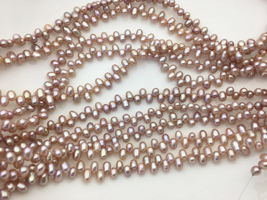 AAA 4-4.5mm purple rice freshwater pearls, Cultured white rice freshwater pearls beads strand, LR4-3A-46
