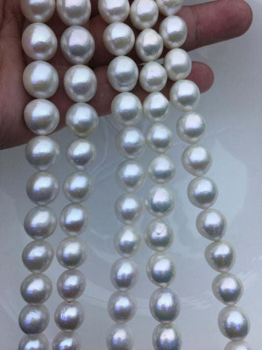 AA+ 11–13mm White Oval Near-Round Freshwater Pearl Beads | RP12-2A-6