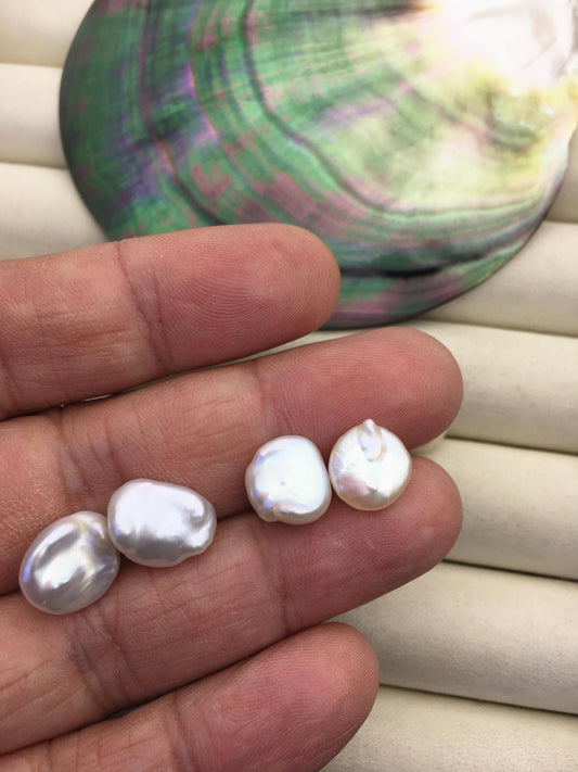 5 pairs AA+ 10-11mm White keshi pearls Pair, for make stud earrings, baroque pearl, loose pearl beads, very high luster, ZS-T4