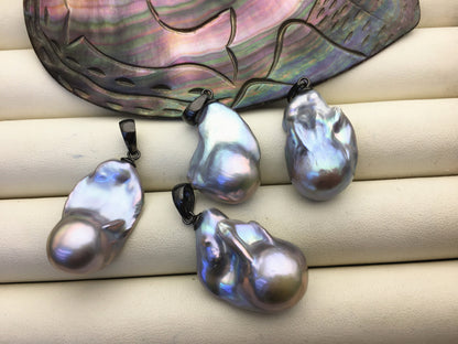 1pc AA+ 13-17mm big gray baroque pearl pendant necklace,S925 Sterling silver pendant,NC1-T31