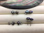 1 pair AAA 6-7mm Black blue keshi Freshwater Pearl Stud Earrings,Stud Earrings for Women Girls,SE3-025