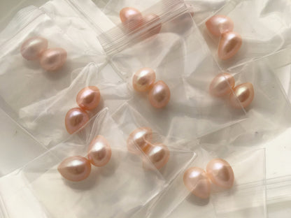 5 pairs AAA 7.5-8mm Pink Teardrop freshwater pearls Pair,0.9mm top half hole,LR8-3A-9