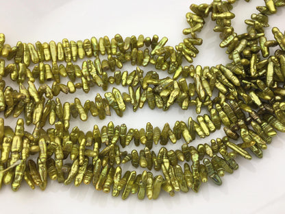 AA 4-5mm green Biwa Pearl Necklace,Genuine Fresh Water Pearl,Wedding Necklace,Mothers Day,ZS-80-10-47