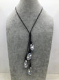 Four Gray Flame ball pearl and leather necklace, Baroque Freshwater Pearl Drop Necklace, Flaming ball pearl necklace, wholesale, Le4-059