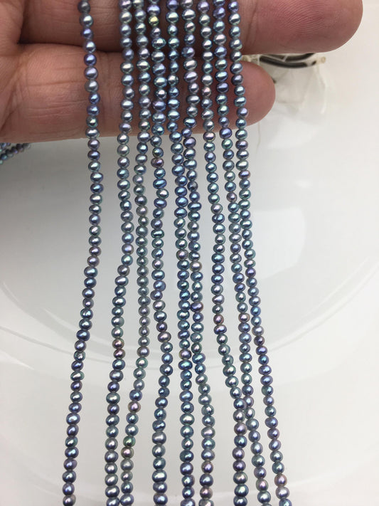 AAA 2.5-3mm black blue seed potato freshwater pearls, seed pearl, small size pearls bead wholesale, CR2-3A-5