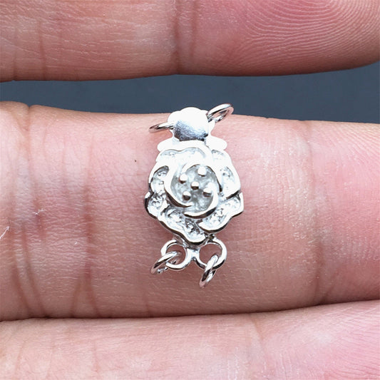 9mm Two Rows 925 sterling silver flower clasp, 2 strand clasp, push-in pearl clasp, necklace clasp, fashion jewelry findings, ASL-CL-012