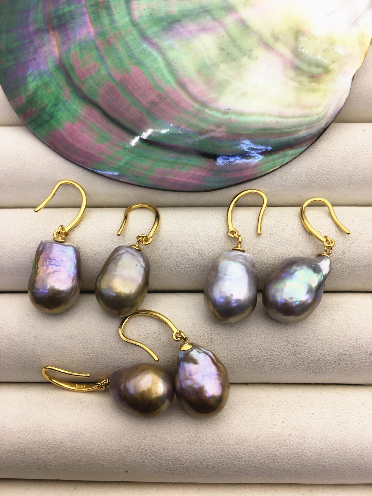 1 pair AAA 11-12mm gray drop edison pearl dangle earrings,S925 Sterling Silver earrings,SE3-T9-8