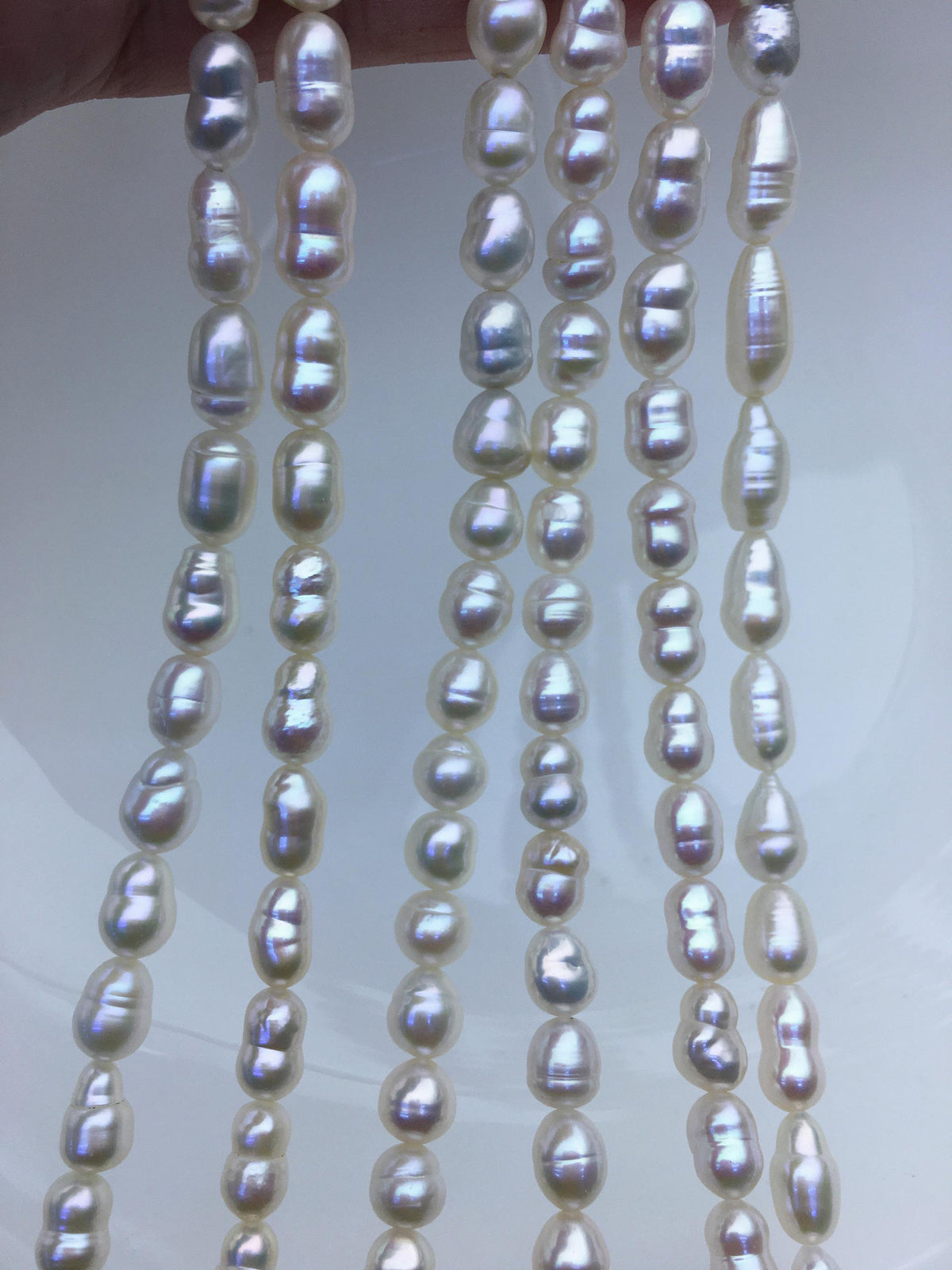 6 strands AA+ 5-7mm white rie Pearl Necklace,ZS-T20