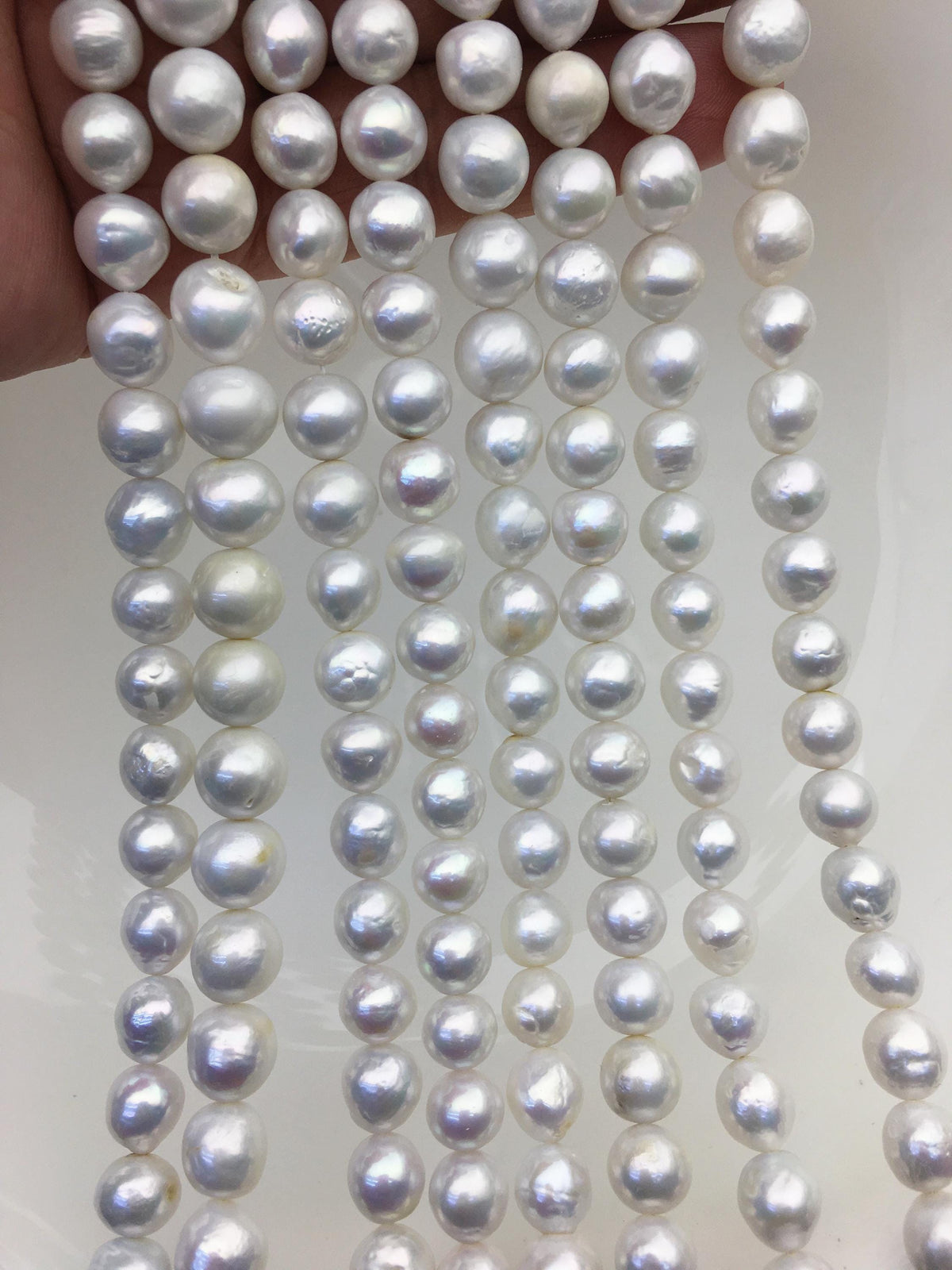 AA 8-9mm white baroque near round freshwater pearls, large hole, loose pearl beads material, gift for her necklace, Cultured pearl, RP8-T1