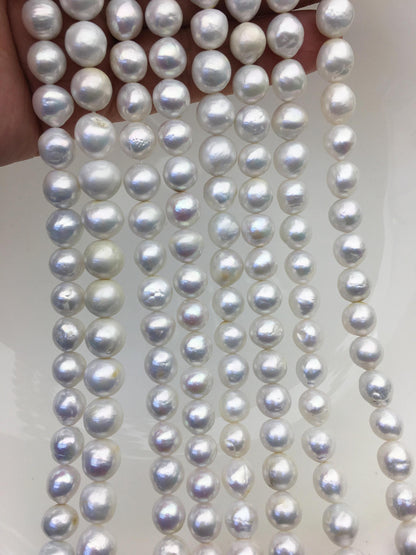 AA 8-9mm white baroque near round freshwater pearls, large hole, loose pearl beads material, gift for her necklace, Cultured pearl, RP8-T1