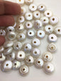 20pcs AA 14-16mm white coin freshwater pearls,3mm large hole,COIN12-T8