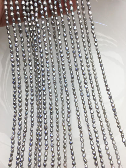 AAA 2.5-3mm gray nugget seed pearls,irregular nugget freshwater pearl strand,cheap price,pearl factory china,LM2-3A-20
