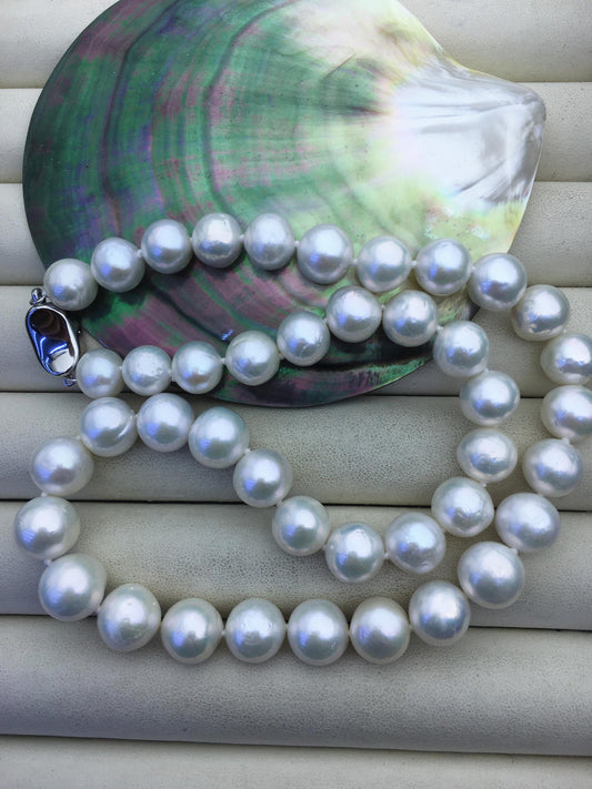 17.5 inches AA+ 9-11mm white near round freshwater Pearl necklace, genuine freshwater Pearl necklace, Natural Pearl Necklace, NPN1-063