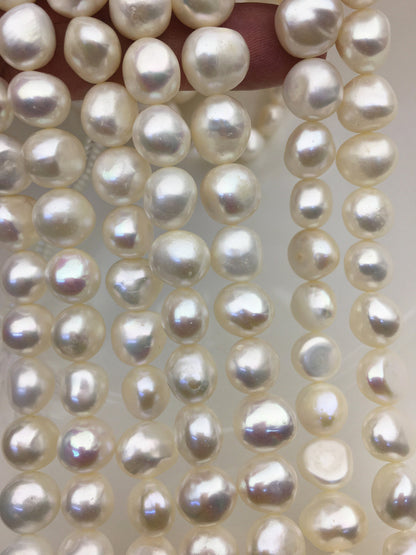 AA 11mm white nugget freshwater pearls, full strand, white baroque pearl, irregular pearl, pearl wholesale supply China, LM11-T1