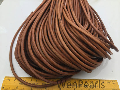 1/2/5/10 yards 5mm Natural Dark Tan Color Round Leather Cord,Wholesale Jewelry Supplies,Distressed Matte Finish,LC5-203