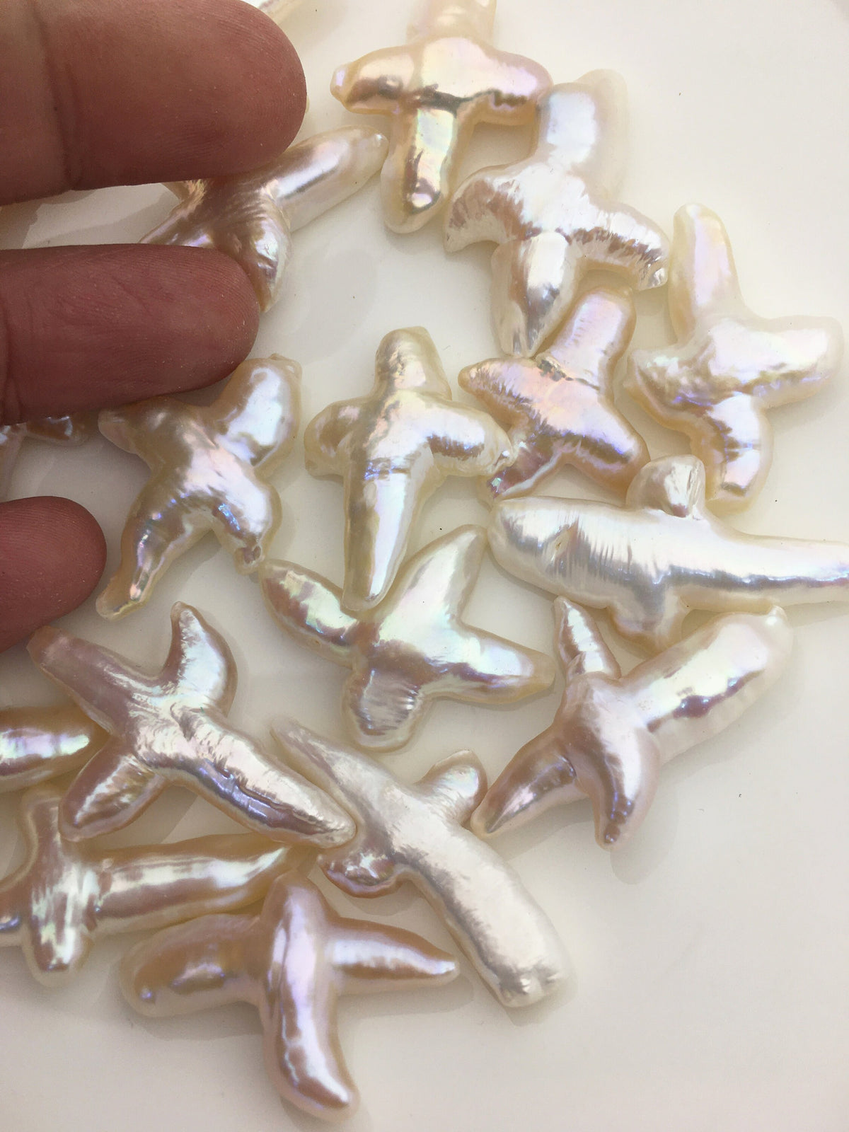 1pc AAA 20-25mm Fat Freshwater Pearl Loose Pearl Bead White Cross Pearl Loose Bead,no hole size,ZS-100-1