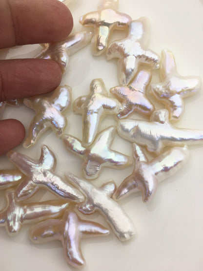1pc AAA 20-25mm Fat Freshwater Pearl Loose Pearl Bead White Cross Pearl Loose Bead,no hole size,ZS-100-1