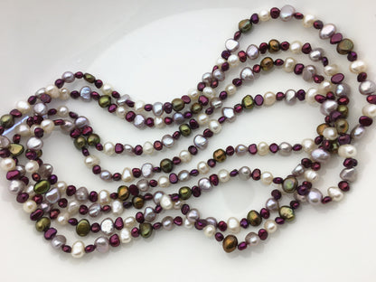 64'' AAA 3-6mm misc color nugget pearl Necklace,NPN1-121