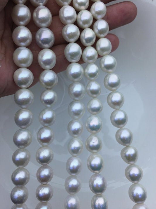 AA+ 11–13mm White Oval Near-Round Freshwater Pearl Beads | RP12-2A-6