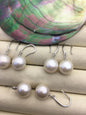 1 pair AA+ 12-13mm White Round edison pearl dangle earrings,S925 Sterling Silver earrings,SE3-T9-31