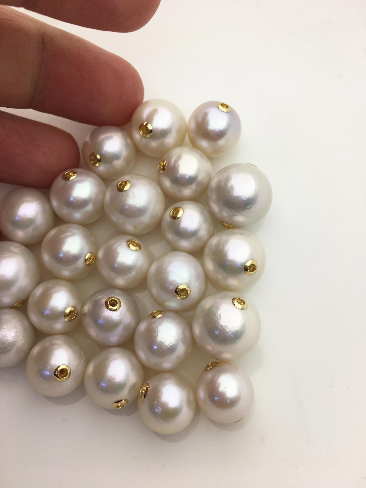 1pc AA+ 11-16mm 18k solid gold White Round Edison Pearl Pendant,NC1-015