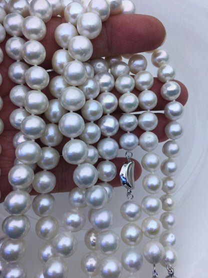 17.5 inches AA+ 9-11mm white near round freshwater Pearl necklace, genuine freshwater Pearl necklace, Natural Pearl Necklace, NPN1-063