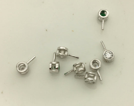 4pcs 4x7mm White/Green Stone S925 sterling silver pendant, for pendant,ASL-P-011