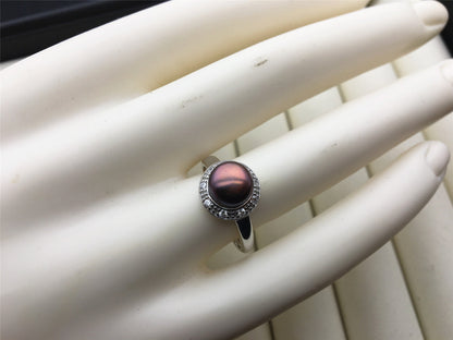 Black Rainbow Freshwater pearl ring, S925 sterling silver ring, cz diamond wedding rings, bridal ring, anniversary rings, R1-035