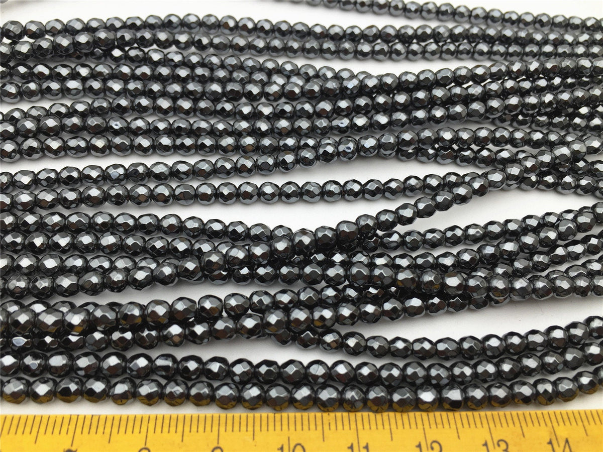 Hematite,4mm Faceted Round,AAA, 105pcs,15.5 inches,G50-R4-001